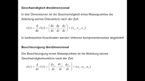 Ableitung Von Vektorwertigen Funktionen Geschwindigkeit Und Beschleinigung Youtube