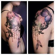 pin by kate mcclelland on ink cravings lace shoulder tattoo shoulder tattoo lace tattoo