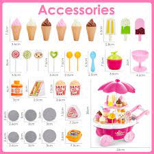 Buyger 39pcs Carrito De Helados Comida Alimentos De Juguetes Ninos Ninas 3 Anos Juego Educativo Rosa Amazon Juguetes Para Ninas Carrito De Helados Juguetes
