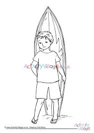 Download this adorable dog printable to delight your child. Surfboard And Boy Colouring Page