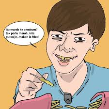 𝗗𝗜𝗔 𝗚𝗨𝗥𝗔𝗨 𝗦𝗔𝗝𝗔 𝗞𝗢𝗧 Ada yang nak makan french fries?Mai sini  i suap you. #picollotiwaskomik