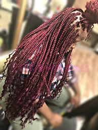 Black And Brown Box Braids With Curly Ends Medium Goddess Box Braids Curly Ends Box Braids Hairstyles Braids With Curls Medium Box Braids
