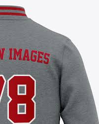 Download Men S Heather Letterman Jacket Or Varsity Jacket Back View In Apparel Mockups On Yellow Images Object Mockups