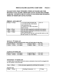 Leaving Cert Mock Exam Timetable 2020 St Mac Dara S