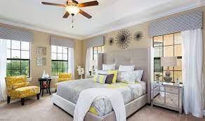 There are the yellow pillows that brighten the bed set. 15 Visually Pleasant Yellow And Grey Bedroom Designs Home Design Lover