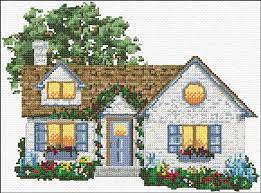 Model stitched one over two on 40 ct. Cottage 1754 Cross Stitch Landscape Cross Stitch House Cross Stitch