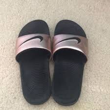 Black And Gold Nike Slides Original Nike Slides In 2020 Nike Slides Black Nikes Nike
