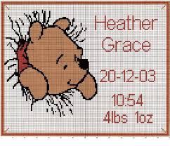 Plus, use our caption/border maker tool to chart your own words. Pooh Bear Counted Cross Stitch Birth Sampler On Popscreen
