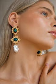 Luxury Designer Graciela Green & Blue Earrings by Christie Nicolaides