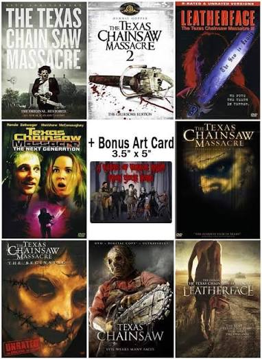 Amazon.com: The Texas Chainsaw Massacre Ultimate Collection: Complete  Horror Movie Series Franchise - Films 1-8 + Bonus Art Card : Movies & TV