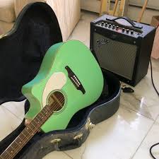 Fender Black Acoustic Electric Guitar Fender Sonaran Acoustic Electric Guitar Originally Purchased From Sam Ash Music Store Beautiful Sea Foam Green Color Fender Mu Guitar Acoustic Guitar Acoustic