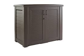 1 out of 5 stars with 1 ratings. Rubbermaid Patio Chic Outdoor Resin Storage Cabinet 123 Gallons Dark Teak Walmart Com Walmart Com