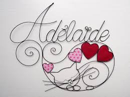 Prenom Personnalisable En Fil De Fer Adelaide Chat Fil De Fer Recuit Decoration Chambre D Enfant Cadeau Naissance Plaque Porte Coeur In 2020 Crafts Deco Wire