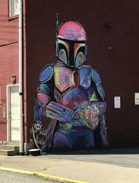 Street Art By Mandalorian Located In Pittsburgh Pensylvania Star Wars Art Art Sidewalk Art