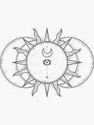 Celestial Sun And Moon And Stars Sticker By Katieharperart Boho Drawing Sun And Moon Drawings Celestial Tattoo