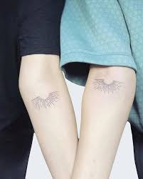 The arm tattoo or the arm full and half sleeve have become the preferred placement for people getting tattoos in recent years. Matching Half Sun Tattoos On Inner Arms Cool Tattoo Idea For Best Friends Or Sisters Bestgeometrictattoos Minimalist Tattoo Tattoos Small Geometric Tattoo