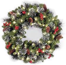 You can also reuse christmas garlands and wreaths year after year. Amazon Com National Tree Company Lit Artificial Christmas Wreath Flocked With Mixed Decorations And Pre Strung White Led Lights Crestwood Spruce 24 Inch Everything Else