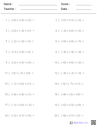 Listed from simplest to most difficult. Integers Worksheets Dynamically Created Integers Worksheets