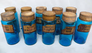 Shop our glass apothecary jar selection from top sellers and makers around the world. Set Of 10 French Blue Glass Apothecary Jars Decorative Collective