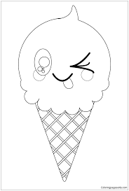 Cute ice cream cone coloring page. Kawaii Ice Cream Cone Coloring Pages Desserts Coloring Pages Coloring Pages For Kids And Adults