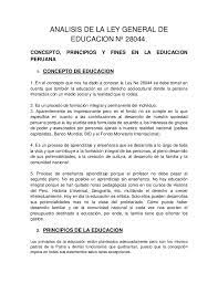 Ley general de educación, méxico, 1993, capítulo i; Analisis De La Ley General De Educacion NÂº 28044