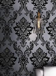 Classic Mystery Black Velvet Flocking Damask Wallpaper Textile Etsy In 2020 Damask Wallpaper Bedroom Damask Wallpaper Flock Wallpaper