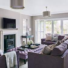 This Layout For The Living Facing The Backyard And Shared Exposed Brick Wall No Fireplace Though Mauve Living Room Living Room Grey Silver Living Room
