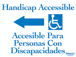 Bilingual Handicap Accessible Sign (with Arrow & Access Symbol) (English/ Spanish) | Printelect