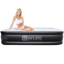 Ez Inflate Dual Pump Technology Queen Air Mattress With Built In Pump Luxury Queen Size Airbed Inflatable Twin Air Mattress Inflatable Mattress Blow Up Beds