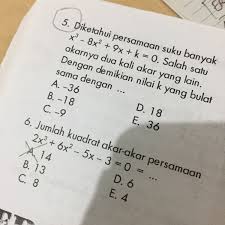 Check spelling or type a new query. Diketahui Persamaan Suku Banyak X 3 8x 2 9x K 0 Salah Satu Akarnya Dua Kali Akar Yang Brainly Co Id