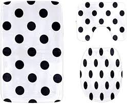 Black And White Bath Rug Set Bathroom Mat Set For Kids White Black Polka Dot 3 Piece Soft Shower Bath Rugs Contour Mat And Toilet Seat Lid Cover Flannel Bathroom Rugs Sets
