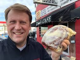 Have you been to Tina's? Yummy cinnamon roll for breakfast. Three of us  shared one!