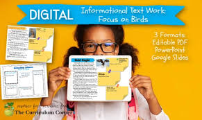 Digital Informational Text Birds The Curriculum Corner 123