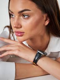 Black Leather Apple Watch Slim Strap