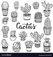 Vector image pentagonal mandala with cactus. Collection Of Hand Drawn Cactus In Sketch Style Vector 14793211 Jpg 1000 1080 Boyama Sayfalari Mandala Doodle Sanati Cizimler