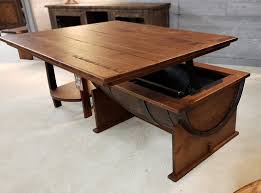 Amish urban coffee table square with optional lift top berlin office collection this contemporary coffee table is the perfect look for your home or office. Whiskey Barrel Lift Top Oak Coffee Table Oak Creek Amish Furniture