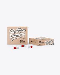 Download Two Kraft Boxes With Pills Mockup In Box Mockups On Yellow Images Object Mockups
