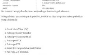 Contoh Surat Lamaran Kerja Indomaret Palembang / 25 Contoh Surat Lamaran  Kerja Yang Baik Dan Benar Rekomendasi -