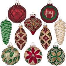 Traditional Christmas Ornaments Valery Madelyn 10ct Country Road Glass Christmas Ball Ornaments Red Green Gold Themed With Tree Skirt Not Included Buy Online At Best Price In Uae Amazon Ae