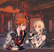 Wolfaja Tren Twitter Always Make Sure To Take Care Of Your Childe After Weekly Domain Genshinimpact Chilumi C Art Reference Poses Anime Kiss Impact