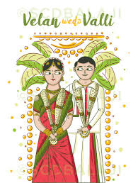 Indian wedding cards states of india wedding dresses painting weddings art bride gowns. Photo Of South Indian Caricature Wedding Card With Bride And Groom Cartoons