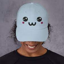 Embroidered Kawaii Smiley Hat Happy Cute Face Hat Anime Etsy Kawaii Faces Anime Cute Face Kawaii Smiley