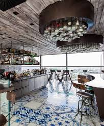 Stunning Project Mandarin Stone Palladio Blue Mix Decorative Tiles Duck And Waffle London Lounge Design Restaurant Design Restaurant Interior