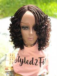 Braided Curly Wig Customize Your Wig Chose Your Color The Etsy Box Braids Styling Hair Styles Braided Hairstyles