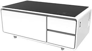 Amazon Com Sobro Soctb300whbk Coffee Table With Refrigerator Drawer Bluetooth Speakers Led Lights An Refrigerator Drawers Coffee Table Apartment Necessities