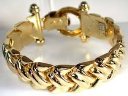 Mens real semi hollow yellow 14k gold custom byzantine bracelet 6mm 8 14.11g. 52 4 Grams Wide 18k Italian Gold Bracelet L386