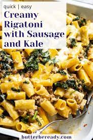 Creamy Rigatoni With Sausage And Kale Recipe Rigatoni Recipes Kale Pasta Recipe Pasta Dishes