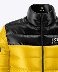 Download Men S Down Jacket Mockup Front View In Apparel Mockups On Yellow Images Object Mockups