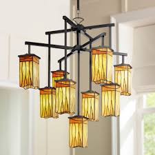 Mission style table lamps | craftsman style table lamps. Robert Louis Tiffany Dark Bronze Large Chandelier 32 1 2 Wide Rustic Amber Gold Art Glass 9 Light Fixture Dining Room House Foyer Walmart Com Walmart Com