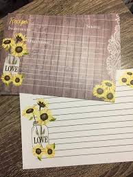 Sunflower Recipe Cards 5x7 Inches Recipe Box Refill Etsy Recipe Cards 5x7 Recipe Cards Recipe Box Bridal Shower
